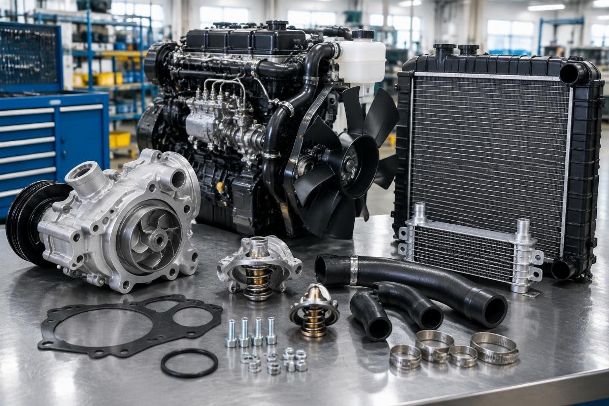 Water pump assembly and cooling system component layout for Shibaura N844
