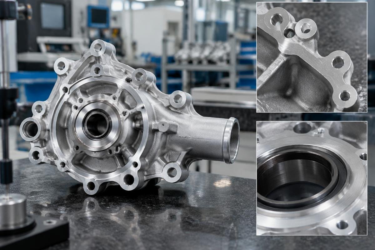 Water Pump housing mounting pattern and seal surface detail