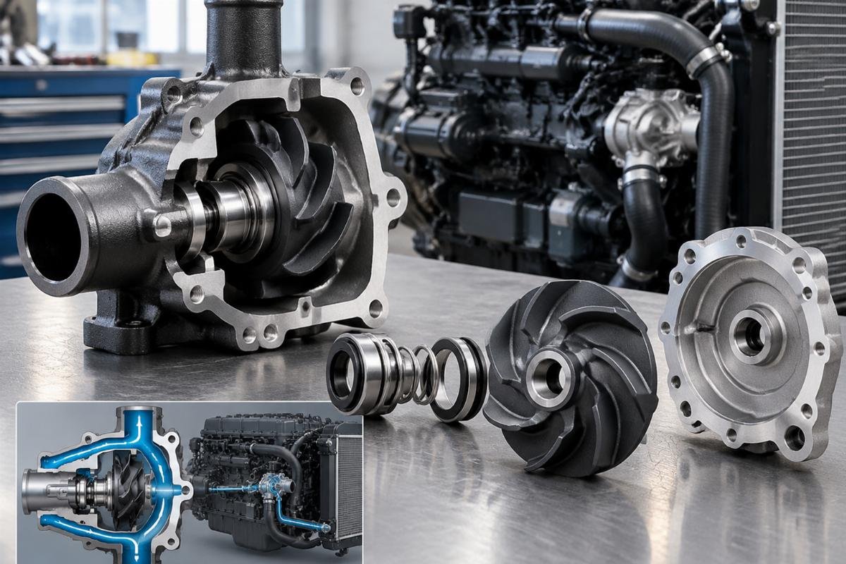 Water pump mechanical seal and impeller structure for Deutz engine cooling systems